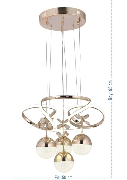 Papatya 3 Renk Gold ( Sarı Beyaz ve Gün Işığı ) Luxury LED Kristal Taşlı Avize Concept modelleri