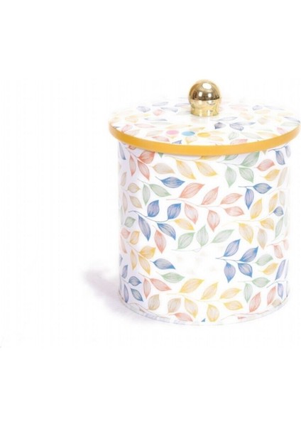 Yuvarlak Metal Saklama Kabı, 14 cm, Leaf Desenli, Şık ve Dayanıklı, 2,4 L, Beyaz fiyatları