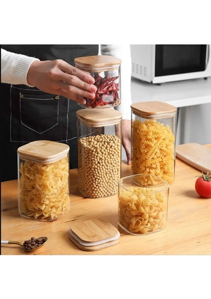 12'li 200 ml Kare Bambu Kapaklı Cam Kavanoz Seti, şık ve kullanışlı, 24 parça, Hacim:200 ml fırsatları