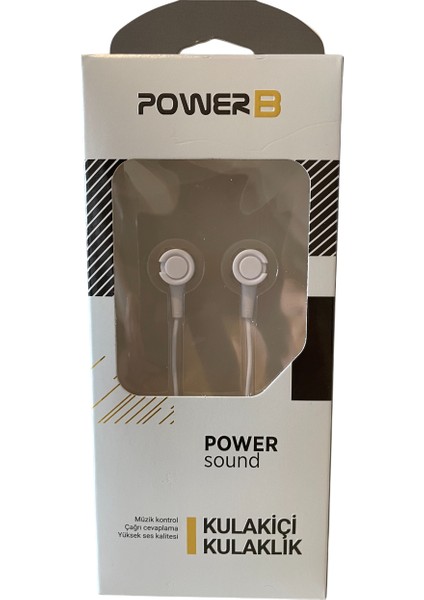 Powerb PWB401 Power Sound Kulak Içi Mikrofonlu Kulaklık, Silikon Başlık, Beyaz