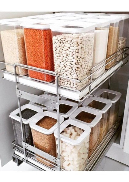 Vakumlu şeffaf saklama seti, 3'lü, 1700ml, dayanıklı ve kullanışlı, gri renk