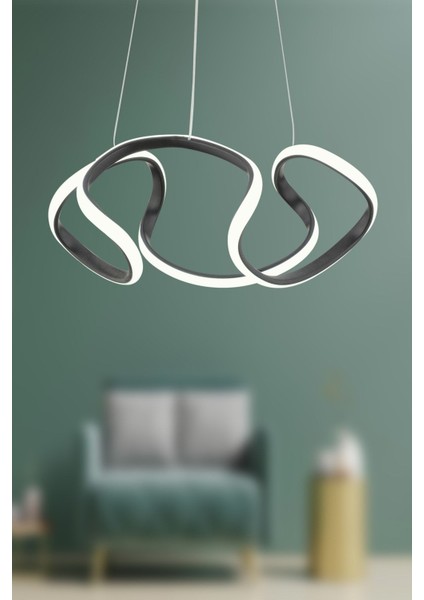 Modern Enzo Siyah Modern Sarkıt 35 cm Tek Renk Beyaz Işık LED Avize