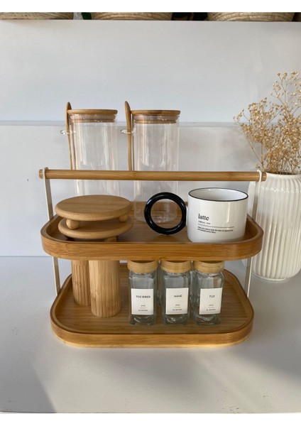 Bambu 2 Katlı Tezgah Üstü Stand | Çok Amaçlı Mutfak ve Sunum Rafı