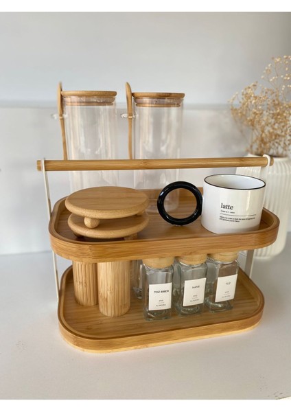 Bambu 2 Katlı Tezgah Üstü Stand | Çok Amaçlı Mutfak ve Sunum Rafı