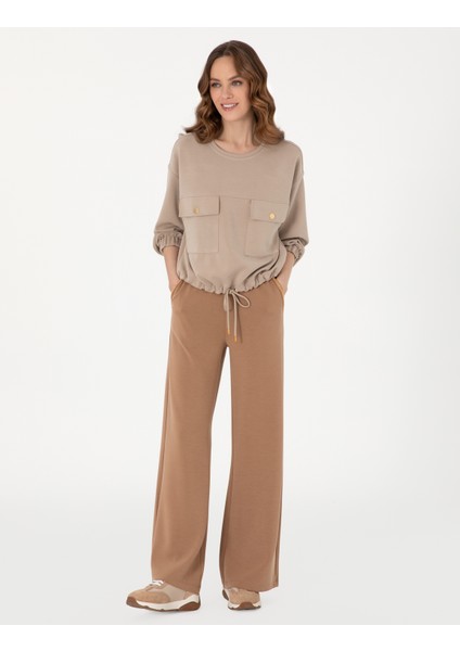 Kadın Kahverengi Flare Fit Eşofman Altı 50301423-VR029