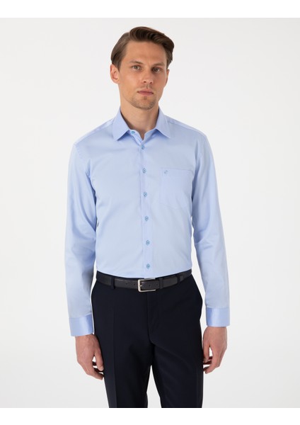 Erkek Koyu Mavi Regular Fit Uzun Kollu Basic Gömlek 50302972-VR032