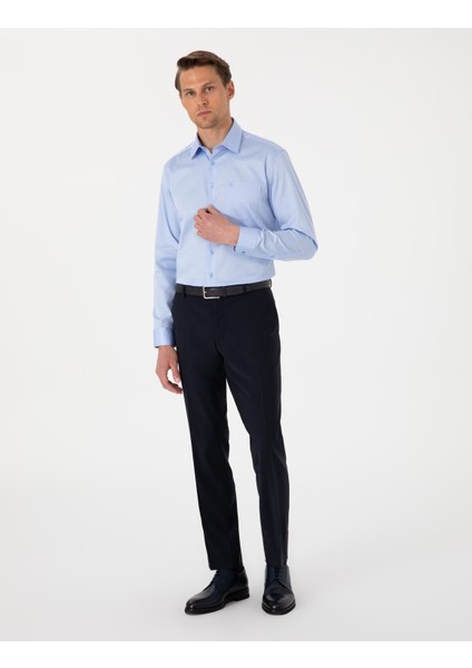 Erkek Koyu Mavi Regular Fit Uzun Kollu Basic Gömlek 50302972-VR032