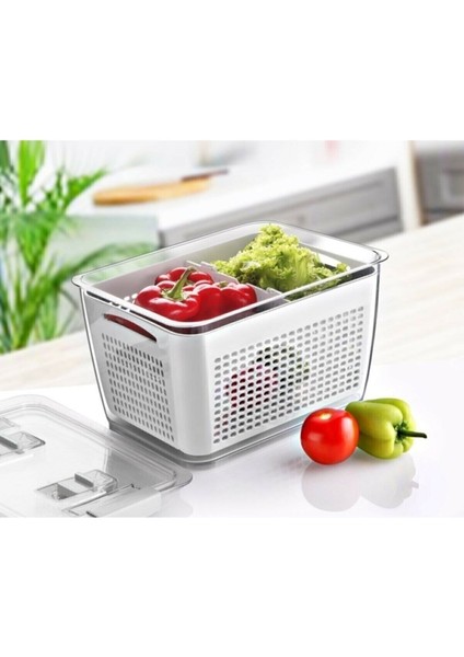 Beyaz Bölmeli Buzdolabı Organizeri ve Saklama Kabı, 2,5 lt, dayanıklı plastik