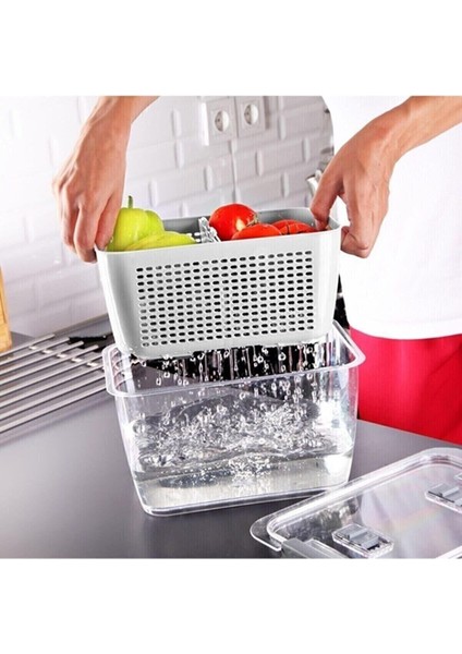 Beyaz Bölmeli Buzdolabı Organizeri ve Saklama Kabı, 2,5 lt, dayanıklı plastik modelleri