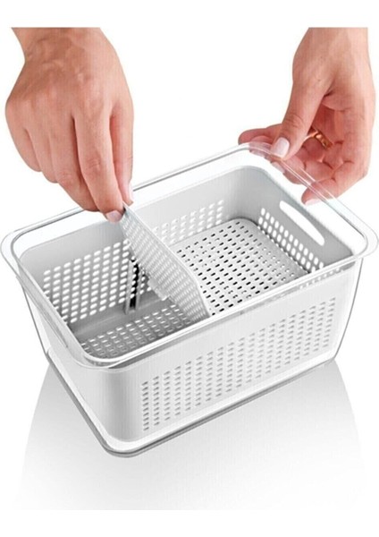 Beyaz Bölmeli Buzdolabı Organizeri ve Saklama Kabı, 2,5 lt, dayanıklı plastik fırsatları