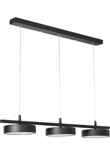 Mayda Modern Salon Yatak Odası Yemek Masası Mutfak Beyaz Işık Ledli Siyah Renk 3 Lü LED Avize