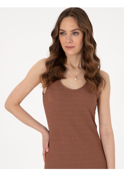 Kadın Kahverengi Slim Fit Örme Elbise 50305997-VR029 fiyatları