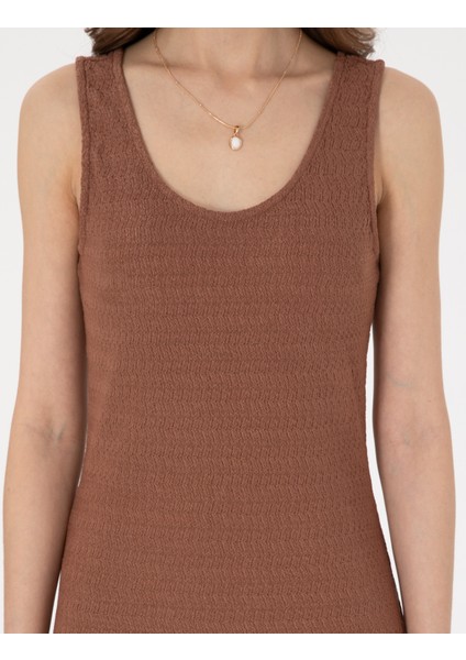 Kadın Kahverengi Slim Fit Örme Elbise 50305997-VR029 indirimleri