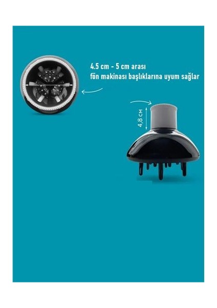 Isı Ayarlamalı Fön Için Difüzör Vigo Başlık Dönerli Profesyonel