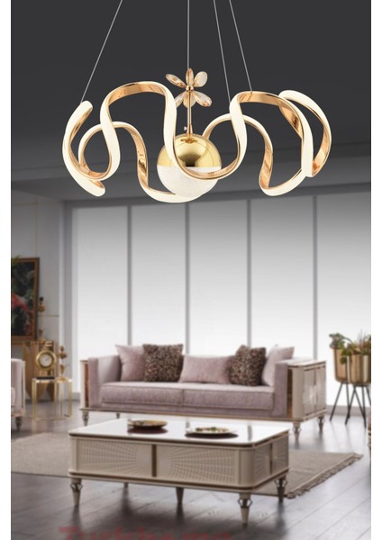 Beren Gold 3 Renk Ledli Lüx Sarkıt Modern LED Avize