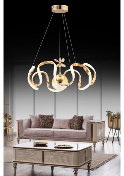 Beren Gold 3 Renk Ledli Lüx Sarkıt Modern LED Avize