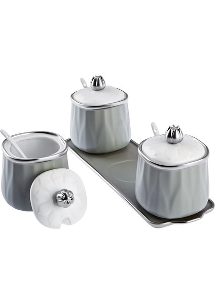 Gri Baharat Takımı, 3 Parça, 380 ml, Şık ve Kullanışlı Mutfak Aksesuarı fırsatları