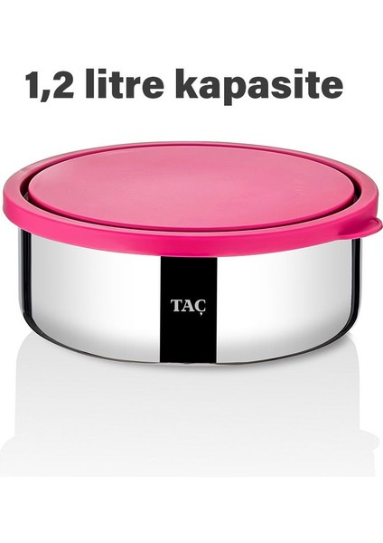 Taç Fresh 3'lü Çelik Saklama Kabı Seti Fuşya