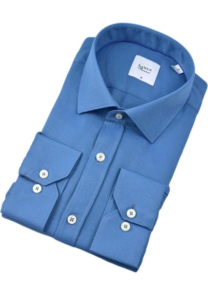 Erkek Klasik Petek Doku Uzun Kol Gömlek 3718 BGL-ST04397