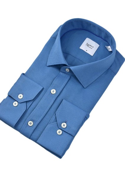 Erkek Klasik Petek Doku Uzun Kol Gömlek 3718 BGL-ST04397 modelleri