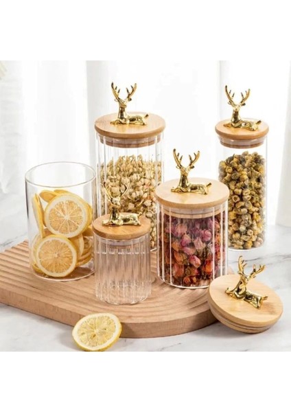 Turuncu cam bambu kapaklı dekoratif hava geçirmez küçük kavanoz 11.5x9 cm modelleri