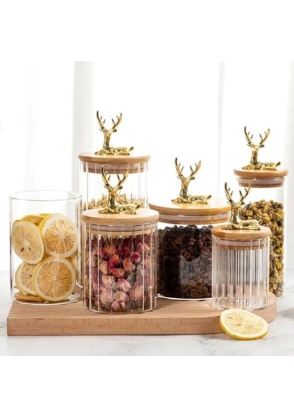 Turuncu cam bambu kapaklı dekoratif hava geçirmez küçük kavanoz 11.5x9 cm fırsatları