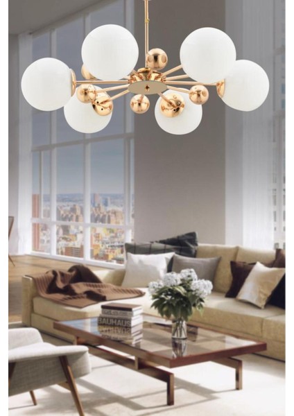 Istanbul Avize Nairobi 6'lı Gold Kasa Beyaz Glop Camlı Avize fiyatları