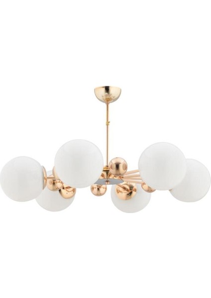 Istanbul Avize Nairobi 6'lı Gold Kasa Beyaz Glop Camlı Avize modelleri