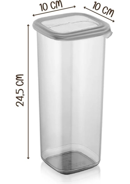 6'lı Büyük Dikdörtgen Saklama Kabı Seti, 1750ml, Gri, Plastik, Çay ve Şeker Saklama fiyatları