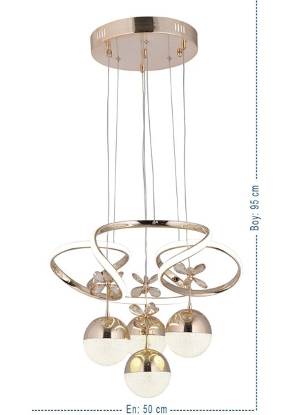 Papatya 3 Renk Kumandalı ve Dimmerli Gold ( Sarı Beyaz ve Gün Işığı ) Luxury LED Kristal Taşlı Aviz modelleri