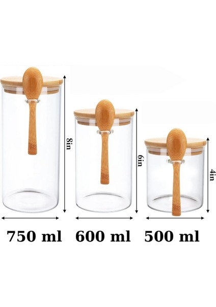 Bambu Kapaklı 450 ml Cam Kavanoz ve Kaşıklı Saklama Seti, Sağlıklı ve Şık Tasarım indirimleri