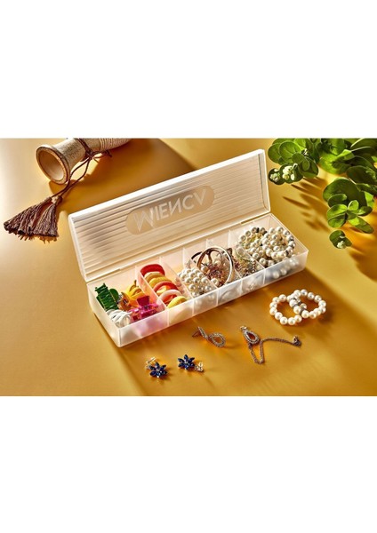 Şeffaf 6 Bölmeli Takı ve Yüzük Kutusu, Kapaklı, Çekmeceli, Plastik, 31-49 ml fiyatları