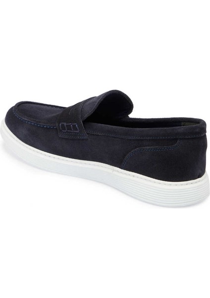 Lacivert Hakiki Süet Deri Erkek Loafer - E24I1AY56790-D44