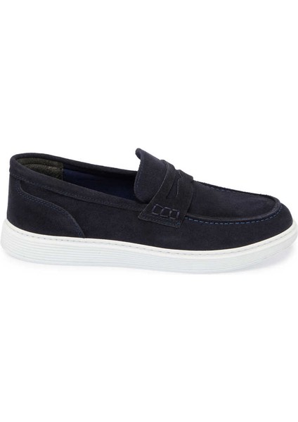 Lacivert Hakiki Süet Deri Erkek Loafer - E24I1AY56790-D44