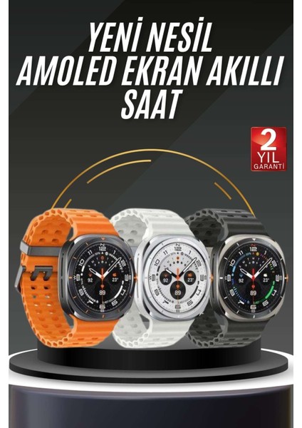 Tüm Telefonlara Uyumlu Akıllı Saat Gps Amoled Uyku ve Sağlık Takibi Nabız Ölçer Adım Sayar