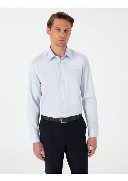Erkek Açık Mavi Regular Fit Uzun Kollu Basic Gömlek 50302972-VR003