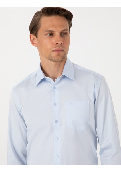 Erkek Açık Mavi Regular Fit Uzun Kollu Basic Gömlek 50302972-VR003
