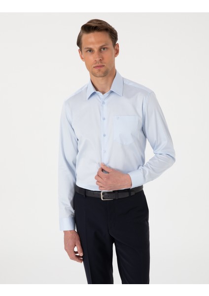 Erkek Açık Mavi Regular Fit Uzun Kollu Basic Gömlek 50302972-VR003