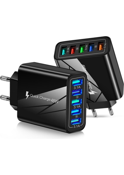 USB Şarj Cihazı 5 Bağlantı Noktalı Hızlı Şarj Evrensel Duvar Şarj Cihazları Aydınlık Duvar Şarj Cihazı (Yurt Dışından) modelleri