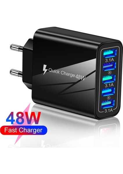 USB Şarj Cihazı 5 Bağlantı Noktalı Hızlı Şarj Evrensel Duvar Şarj Cihazları Aydınlık Duvar Şarj Cihazı (Yurt Dışından) fırsatları