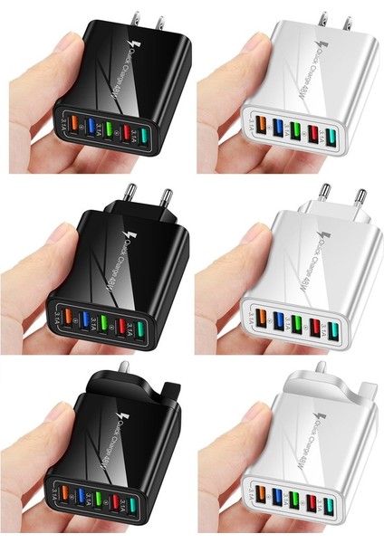 USB Şarj Cihazı 5 Bağlantı Noktalı Hızlı Şarj Evrensel Duvar Şarj Cihazları Aydınlık Duvar Şarj Cihazı (Yurt Dışından) indirimleri
