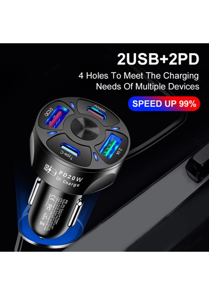 4'ü 1 Arada Araç Şarj Cihazı Pd 20W Tip-C Qc3.0 USB 3.1A Cep Telefonları Tabletler Için Hızlı Şarj Dock Sürüş Kaydediciler (Yurt Dışından) indirimleri