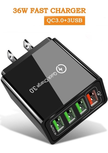 36W Qc3.0+3usb Hızlı Şarj Cihazı Hızlı Şarj Adaptörü USB Tipi C Şarj Kafası Cep Telefonu Izle Pad Akıllı Cihaz (Yurt Dışından) modelleri