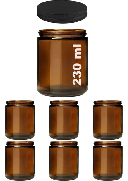 6'lı Cam Kavanoz Seti, Siyah Metal Kapak, Şık ve Kullanışlı Mumlukler