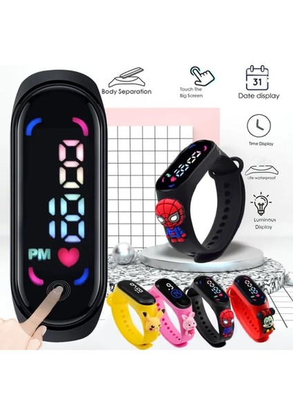 Dijital Dokunmatik LED Ekran Su Geçirmez Figürlü Çocuk Kol Saati Bileklik 2023 fiyatları