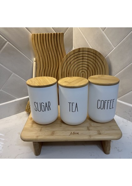 3'lü Bambu Kapaklı Çay, Kahve ve Şekerlik Seti, Estetik ve Doğal Tasarım, 946 ml, 6 Parça fiyatları