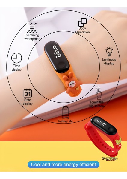 Dijital Dokunmatik LED Ekran Su Geçirmez Figürlü Çocuk Kol Saati Bileklik 2023 modelleri