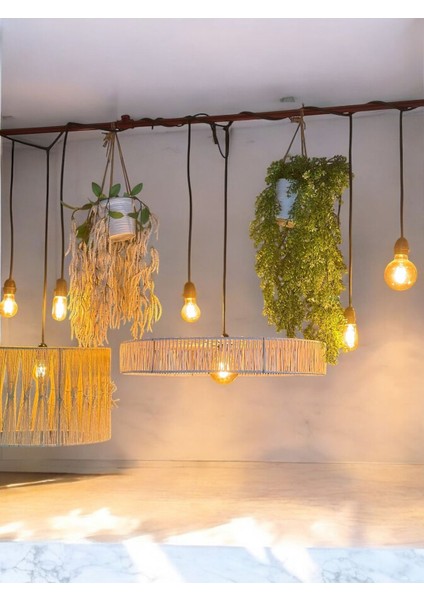 Hasır Avize Bohem Avize Jüt Avize Oda Mutfak Salon Avize Kafe Restoran Avize