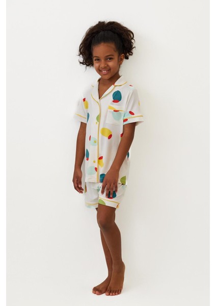 Kız Çocuk Limon Desenli Şortlu Pijama Takımı