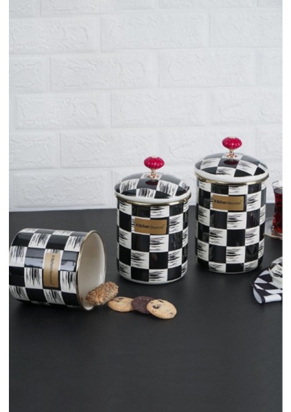 3 Parça Emaye Kavanoz Seti, Büyük Boy, Paslanmaz Çelik, Şık ve Dayanıklı Tasarım